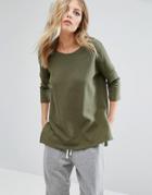 Noisy May Loose Step Hem Sweatshirt - Green