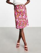 Y.a.s Printed Cotton Midi Skirt In Pink - Part Of A Set