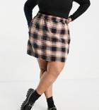 Simply Be Mini Skirt In Beige Check-neutral