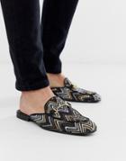 River Island Woven Backless Loafers With Snaffle-black