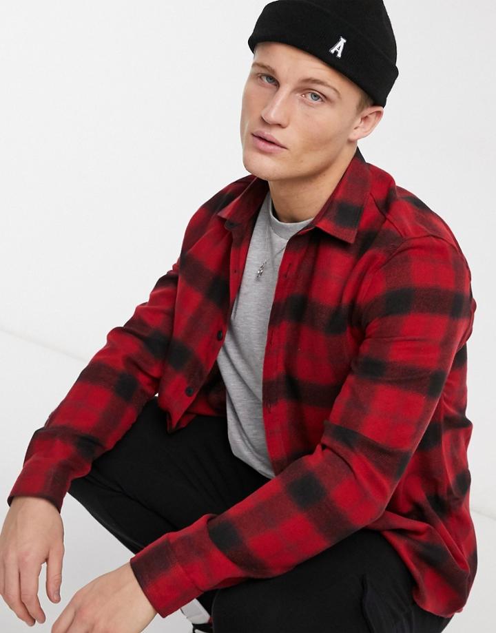 River Island Shirt In Red Shadow Check