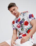 Hype Muscle T-shirt In Polka Floral - Multi
