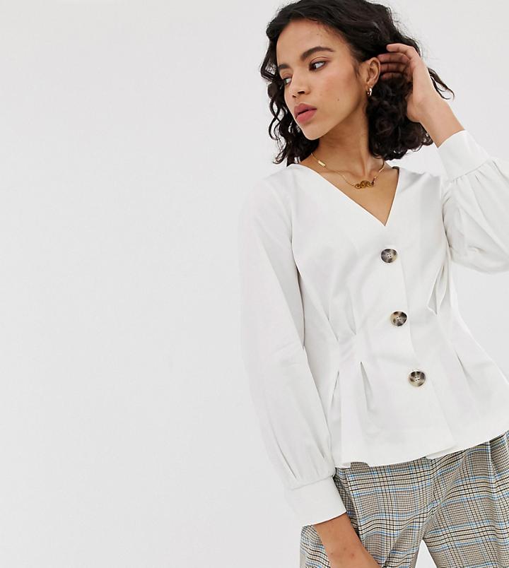 River Island Tea Blouse With Button Through In White - White