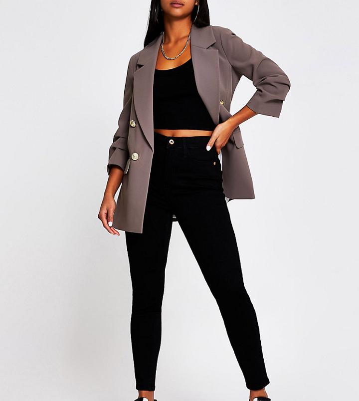 River Island Petite High Rise Skinny Jeans In Black