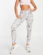 Reebok Workout Ready Marble Print Leggings In Pink