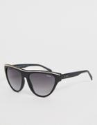 Quay Australia Flight Risk Round Sunglasses In Black - Black