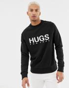 Hugo Dakotah Hugs For Free Crew Neck Sweat In Black - Black