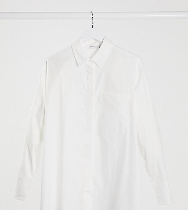 Asos Design Maternity Long Sleeve Boyfriend Shirt In Cotton In White
