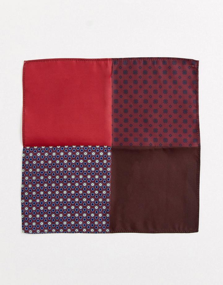 Asos Design 4 Way Pocket Square In Burgundy-red