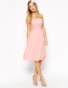Asos Wedding Midi Dress With Ruched Wrap Front - Pink