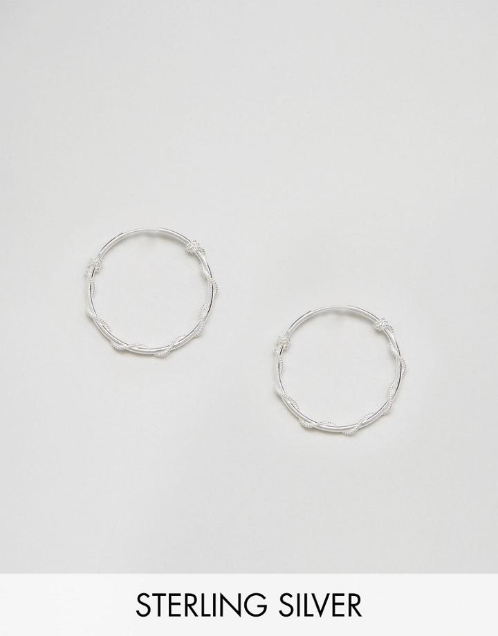 Asos Sterling Silver 20mm Chain Tube Hoop Earrings - Silver