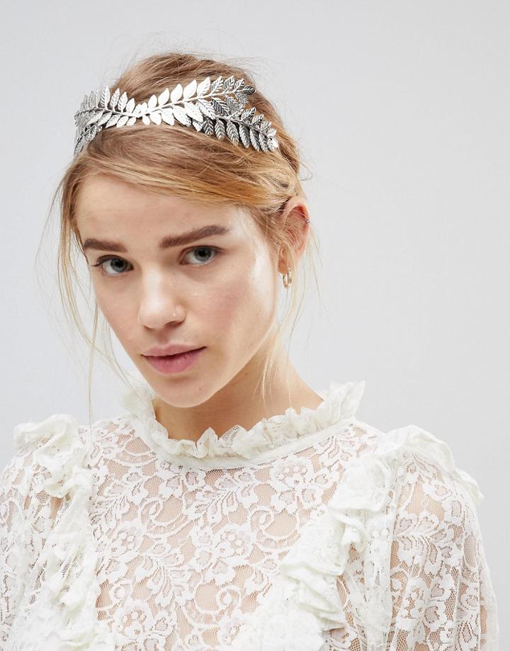 Asos Design Leaf Headband - Silver
