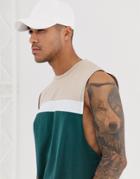 Asos Design Relaxed Sleeveless T-shirt With Dropped Armhole With Contrast Panels In Green - Green