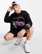 Asos Design Extreme Oversized Sweatshirt With Front And Sleeve Print-black