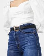 My Accessories London Waist And Hip Jeans Belt In Black With Chain Buckle