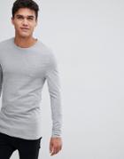 Asos Design Muscle Fit Long Sleeve T-shirt With Crew Neck In Gray - Gray