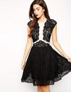 Asos Premium Prom Dress With Lace Applique - Black/cream