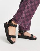 Asos Design Fluent Padded Sporty Sandals In Black