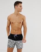South Beach Recycled Swim Shorts In Zebra Print - Black