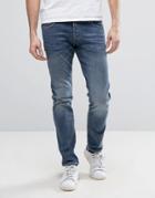 Jack & Jones Intelligence Jeans In Slim Fit Washed Denim - Blue