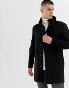 French Connection Wool Rich Funnel Neck Coat-black