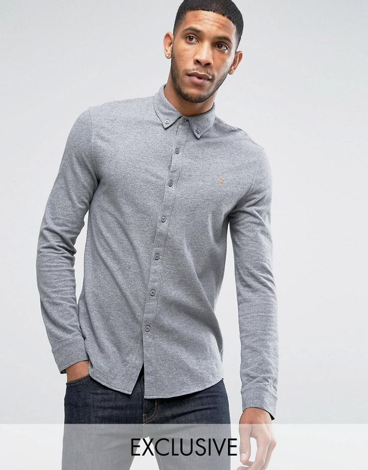Farah Pique Jersey Shirt Exclusive In Gray - Gray