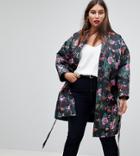 Asos Curve Dark Floral Jacquard Kimono Jacket - Multi