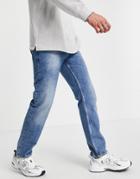 Asos Design Original Fit Jeans In Mid Wash Blue-blues