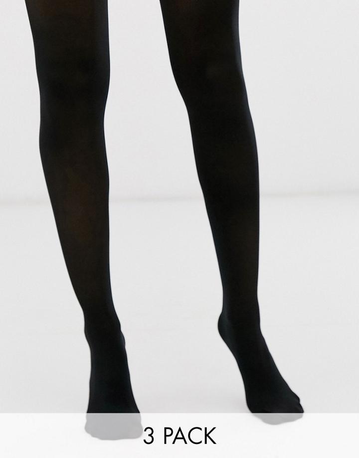 New Look 3 Pack 40 Denier Tights In Black