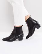 H By Hudson Leather Ankle Boots - Black