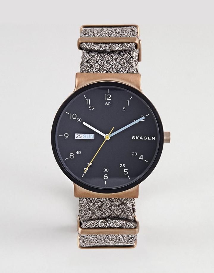 Skagen Skw6453 Ancher Watch With Canvas Strap-brown