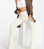 Asyou Knitted Flare Pants In Cream-multi