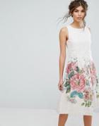 Oasis Royal Worcester Lace Top Floral Jacquard Midi Dress - Multi