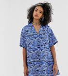 Collusion Swing Printed Revere Shirt Dress - Multi