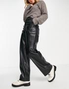 Monki Straight Leg Pu Pants In Black