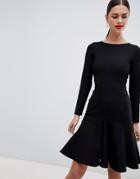 Closet London Dress With Drop Hem - Black