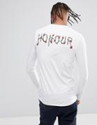 Asos Extreme Muscle Long Sleeve T-shirt With Text & Rose Back Print - White