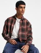 Asos Design 90s Oversized Check Shirt In Black & Red