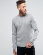 Asos Cable Sweater In Gray Twist - Gray