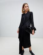 Asos White Twist Tie Detail Midi Dress-black