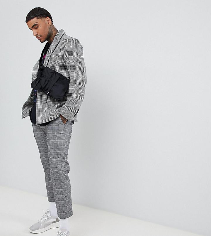 Add Oversized Blazer In Gray Check