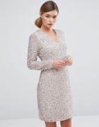 Coast Bella Dress In Sequin With Plunge Neck - Pink