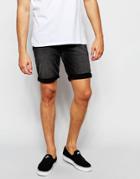 Asos Denim Shorts In Skinny Vintage Charcoal - Charcoal