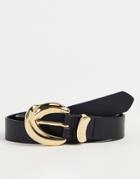 Glamorous Hip And Waist Belt With Chunky Gold Hardwear-black