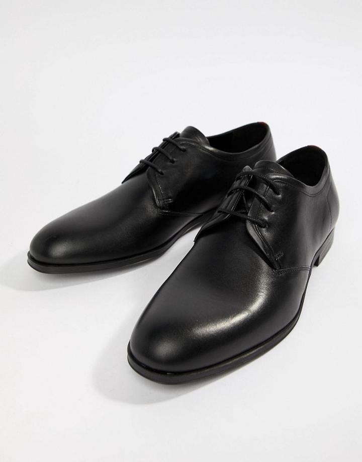 Hugo Boheme Leather Derby Shoe In Black - Black