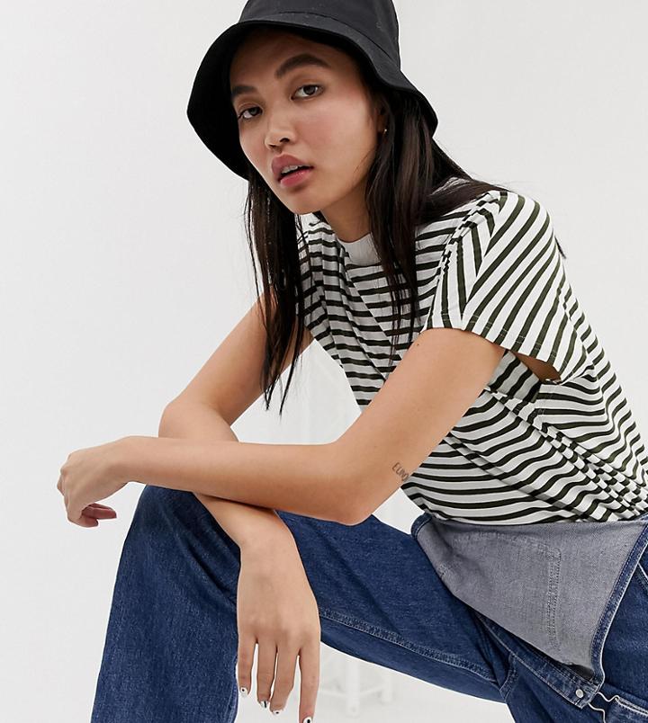 Weekday Prime T-shirt Shirt In Dark Green Stripes-multi