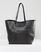 New Look Minimal Pocket Shopper Bag - Black