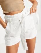 In The Style X Stacey Solomon Tie Detail High Waist Denim Shorts In White