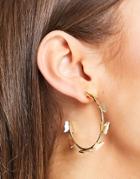 Designb London Butterfly Hoop Earrings In Gold Tone