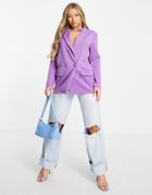 Asos Design Structured Jersey Oversized Suit Blazer In Pop Purple